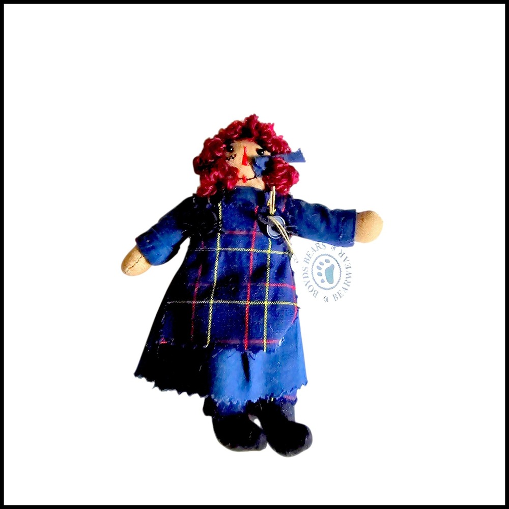 Boyds Bears Bearwear Blue Plaid Red Hair Cloth Doll Collector Piece Raggedy Ann
